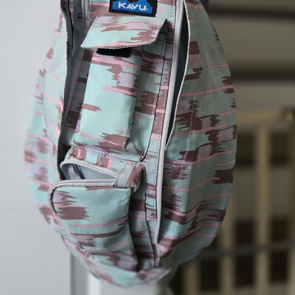 KAVU Mint and Mauve Patterned Backpack